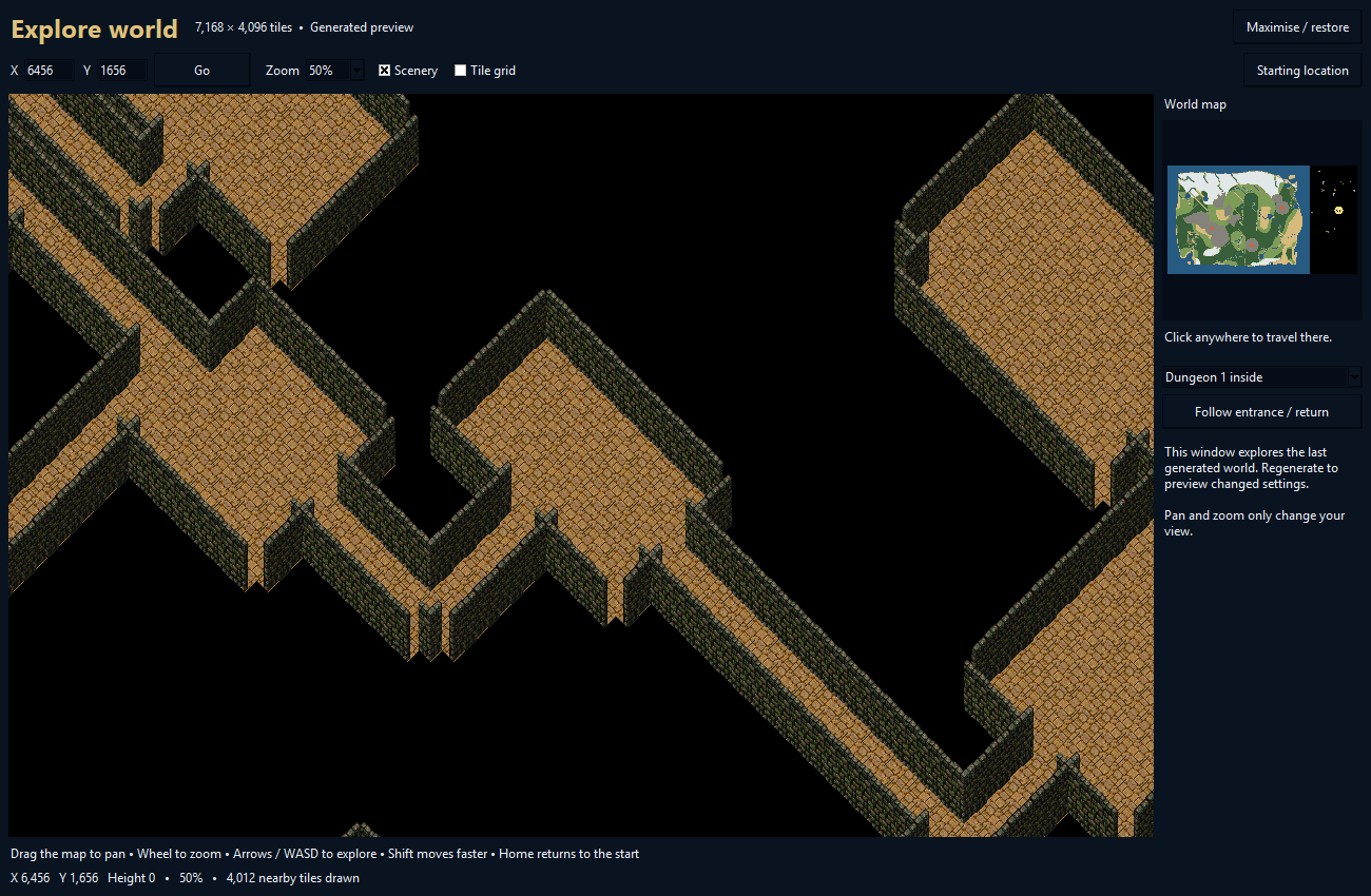 Dungeon interior in the separate world explorer