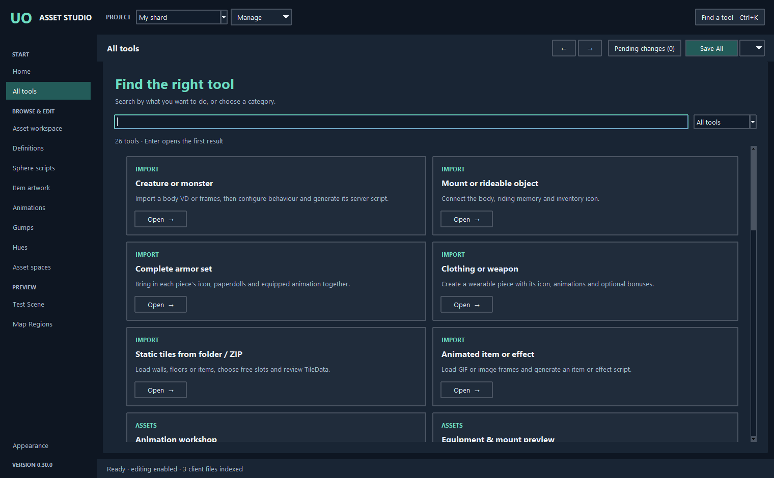 Searchable tool library with task descriptions